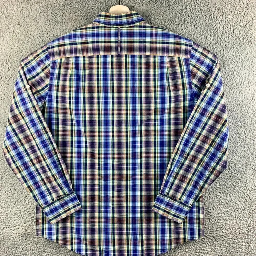 Banana Republic Shirt Mens Large Blue Brown Plaid Business‎ Casual Outdoor Camp